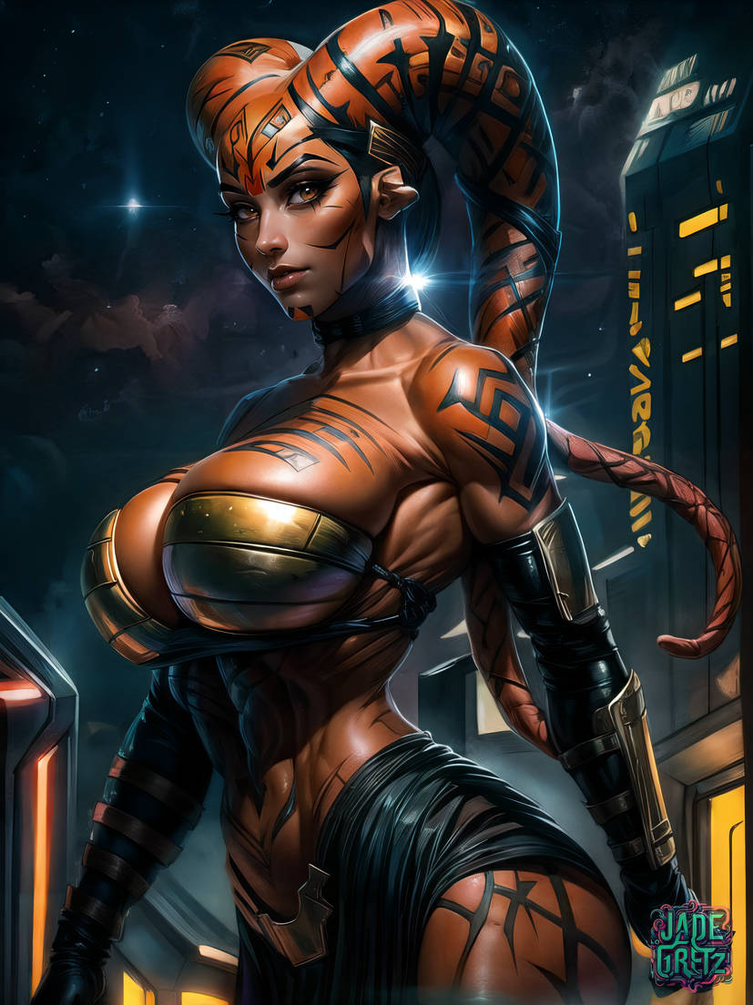 1girls ai_generated alien alien_girl big_breasts breasts cleavage darth_talon jadegretz looking_at_viewer red_skin solo star_wars twi'lek