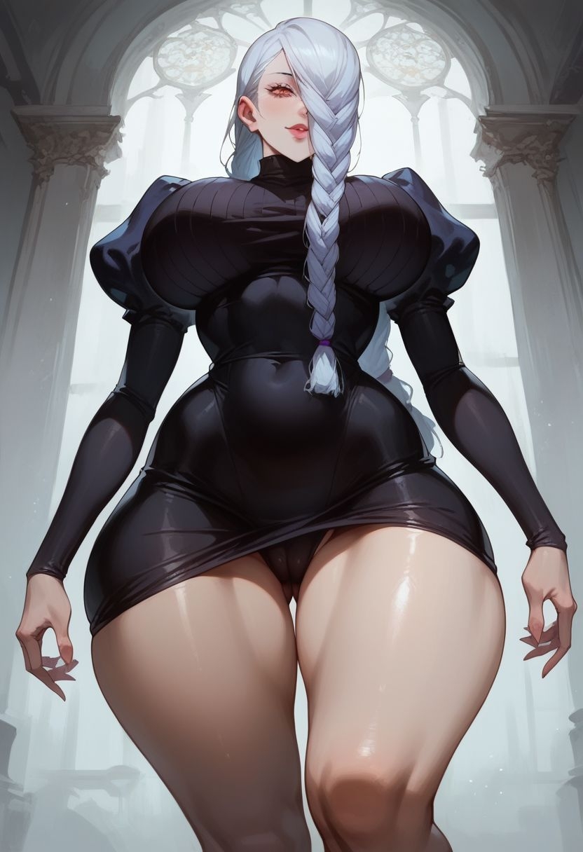 ai generated, female, gmgkaiser, grey hair, horny, jujutsu kaisen, mei mei (jujutsu kaisen), silver hair, textme, white hair