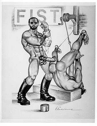 big_penis bondage boots cock_ring etienne_(artist) gay homosexual leather leather_boots male male_only masculine masculine_male muscles muscular muscular_male penis rope stephen_(artist) sunglasses tied_up vintage