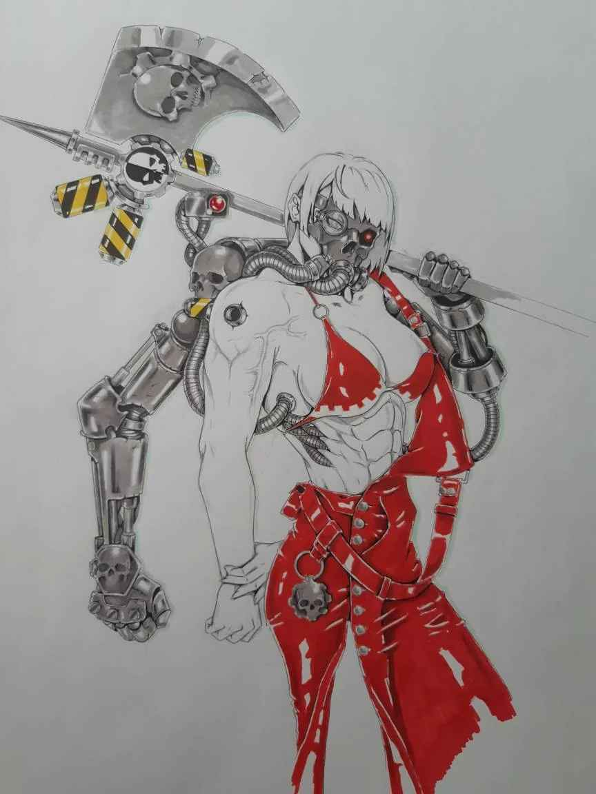 1girls adeptus_mechanicus aurion_(artist) female female_only imperium_of_man muscles muscular_female solo solo_female techpriest warhammer_(franchise) warhammer_40k