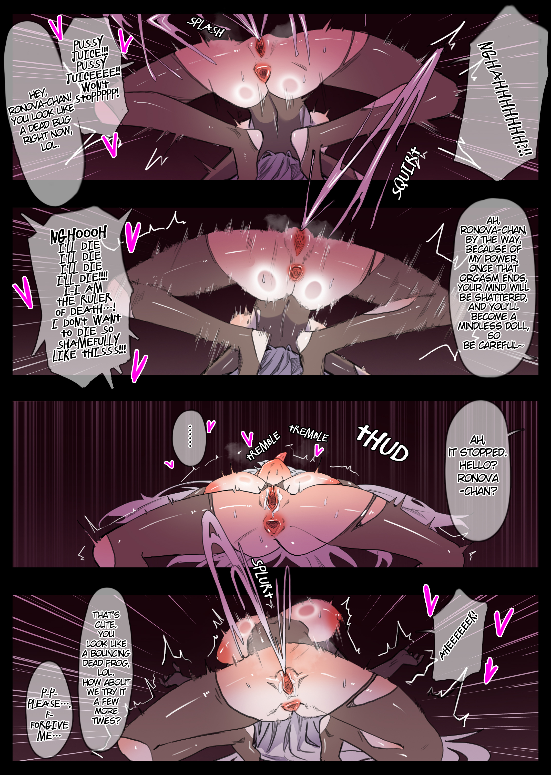 bent over, blush, buttocks, collapsed, comic, cum, cum leak, defeat, defeat sex, defeated, defeated hero, english, english commentary, english dialogue, english language, english subtitles, english text, english translation, face down, female ejaculation, female orgasm, from behind, gaping, gaping anus, gaping pussy, genshin impact, heart eyes, long hair, mind break, mind broken, miwerjooggetser, nudity, pussy ejaculation, pussy juice, ronova (genshin impact), sound effects, speech bubble, squirt, squirting, sweat, text, translated, trembling, uncensored, white hair