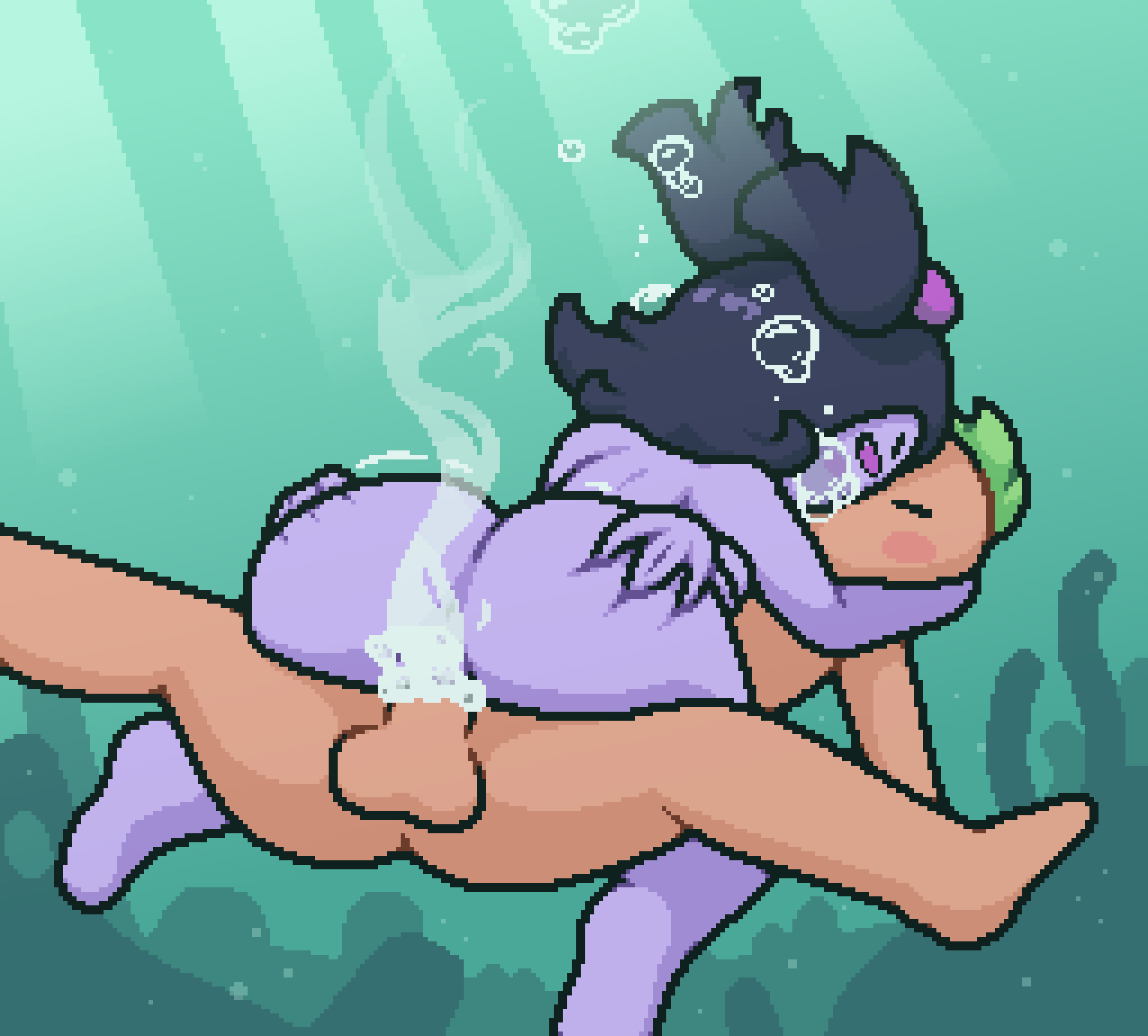 1boy, 1boy1girl, 1girl, 1girls, air bubble, air bubbles, anthro, ass, ass grab, balls, big ass, black hair, black sclera, blush, bow, bubble, bubbles, butt, closed eyes, cum, cum in pussy, cum inside, female, green hair, holding, holding ass, holding butt, holding head, holding partner, kiss, kissing, kissing while penetrated, legs apart, making out, male, motion lines, muffet, nude, nude female, nude male, oc, original, original character, penetration, penis, pink eyes, plant, plant humanoid, purple body, purple skin, pussy, red body, red skin, sex, sinking, skinny dipping, spider, spider girl, sunbeam, tomato (okami tomato), undertale, undertale (series), underwater, underwater sex, water, zxtomatofan