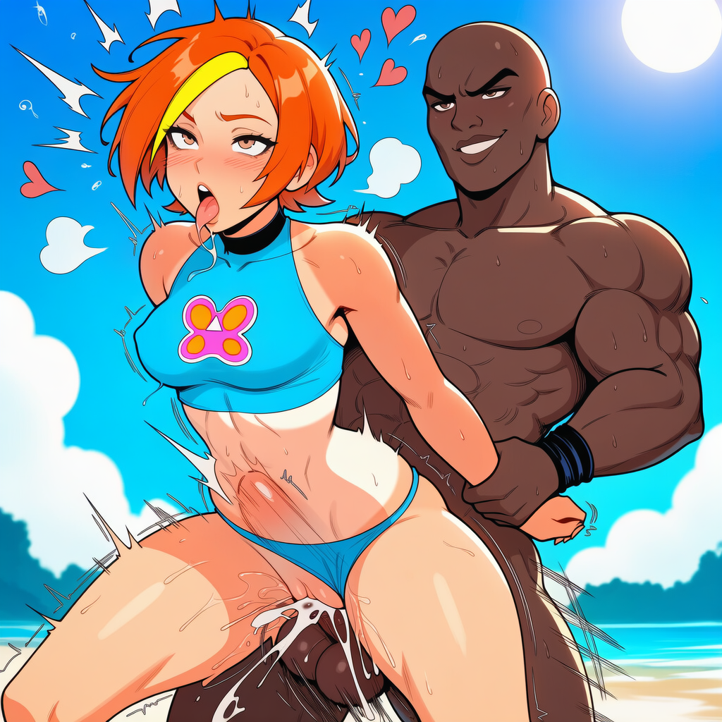 1boy, 1girls, ahe gao, ai, ai assisted, ai generated, beach, butterfly (planetronika), cum, cumming, dark-skinned male, female, fit, fit body, fit female, fucked from behind, fucked silly, loving it, male, orange hair, planetronika, prussia123, pulling arms, sex, sexy, sexy body, sexy clothing, sexy female, short hair, standing, standing sex, stomach bulge, sunny, swimsuit, swimwear, tan, tan body, teenage girl