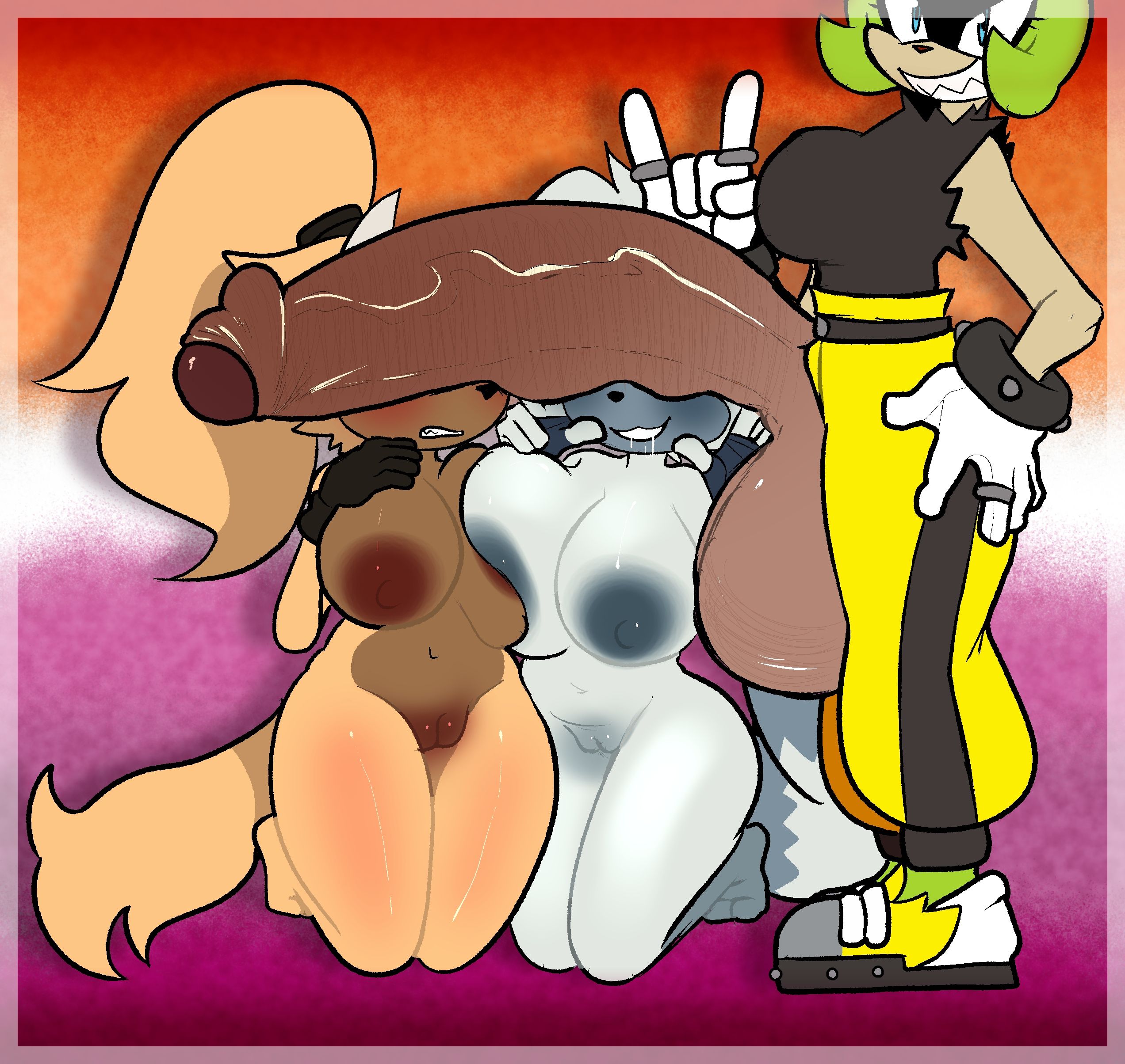 1futa, 2girls, ass, balls, big ass, big balls, big breasts, big butt, big cock, big hips, big nipples, big penis, big thighs, blonde female, blonde fur, blonde hair, blush, blushing, boobs, breasts, butt, cant see the haters, cock, curvaceous, curvaceous body, curvaceous female, curvaceous figure, curvaceous hips, curvaceous thighs, curvy, curvy body, curvy female, curvy figure, curvy hips, curvy thighs, dark-skinned male, female, furry, furry female, futanari, gigantic ass, gigantic balls, gigantic boobs, gigantic breasts, gigantic butt, gigantic cock, gigantic hips, gigantic penis, gigantic thighs, gigantic tits, grey fur, hips, huge ass, huge balls, huge breasts, huge butt, huge cock, huge hips, huge nipples, huge penis, huge thighs, hyper ass, interspecies, lesbian, lesbian couple, lesbian pride colors, massive ass, massive balls, massive butt, massive cock, massive hips, massive penis, massive thighs, medium boobs, medium breasts, medium hair, medium tits, nipples, penis, purple eyes, sega, sonic (series), sonic the hedgehog (comics), sonic the hedgehog (idw), sonic the hedgehog (series), surge the tenrec, tangle the lemur, thick thighs, thighhighs, thighs, tits, twixbartrix, voluptuous, voluptuous body, voluptuous female, whisper the wolf, white fur, wide hips, wide thighs