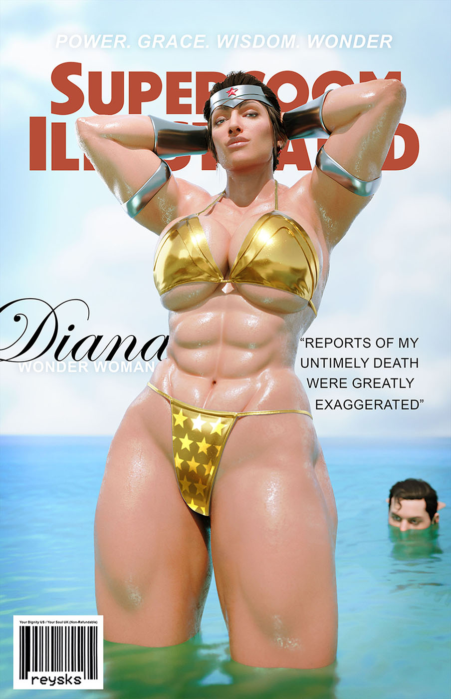 1boy, 1girls, 3d, abs, amazon, ass, athletic, athletic female, big ass, big breasts, breasts, bust, busty, chest, clark kent, cleavage, curvaceous, curvy, curvy figure, dc, dc comics, demigod, demigoddess, diana prince, female, female focus, fit, fit female, hero, heroine, hips, hourglass figure, huge ass, huge breasts, justice league, kal-el, large ass, large breasts, lasso of truth, legs, light skin, light-skinned female, lips, magazine cover, male, mature, mature female, muscular, muscular female, rysketches, slim waist, solo, suicide squad: kill the justice league, superhero, superheroine, superman, superman (clark kent), superman (series), superman (suicide squad game), thick, thick hips, thick legs, thick thighs, thighs, voluptuous, voluptuous female, waist, wide hips, wonder woman, wonder woman (series), wonder woman (suicide squad game)