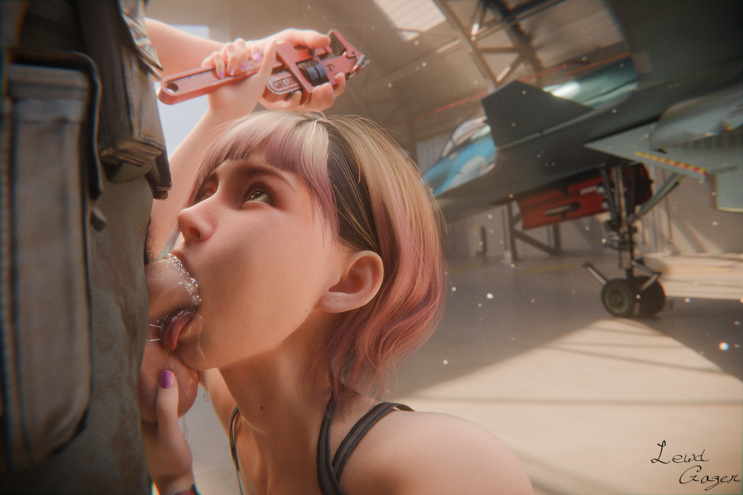 1boy, 1girls, 3d, ace combat, ace combat 8, balls sucking, blowjob, deepthroat, fellatio, female, lewdgazer, light skin, light-skinned female, light-skinned male, male, oral, oral penetration, oral sex, sucking balls, tasha severskaya, tongue, tongue out