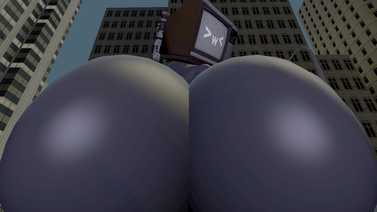 >w<, 1girls, 3d, ass, big ass, city background, facesitting, female, female only, huge ass, looking at viewer, screen face, skibidi toilet, skibidi toilet multiverse, skulltronprime969, smile, smiling at viewer, solo, tagme, tv head, tv screen, tv woman (skibidi toilet)