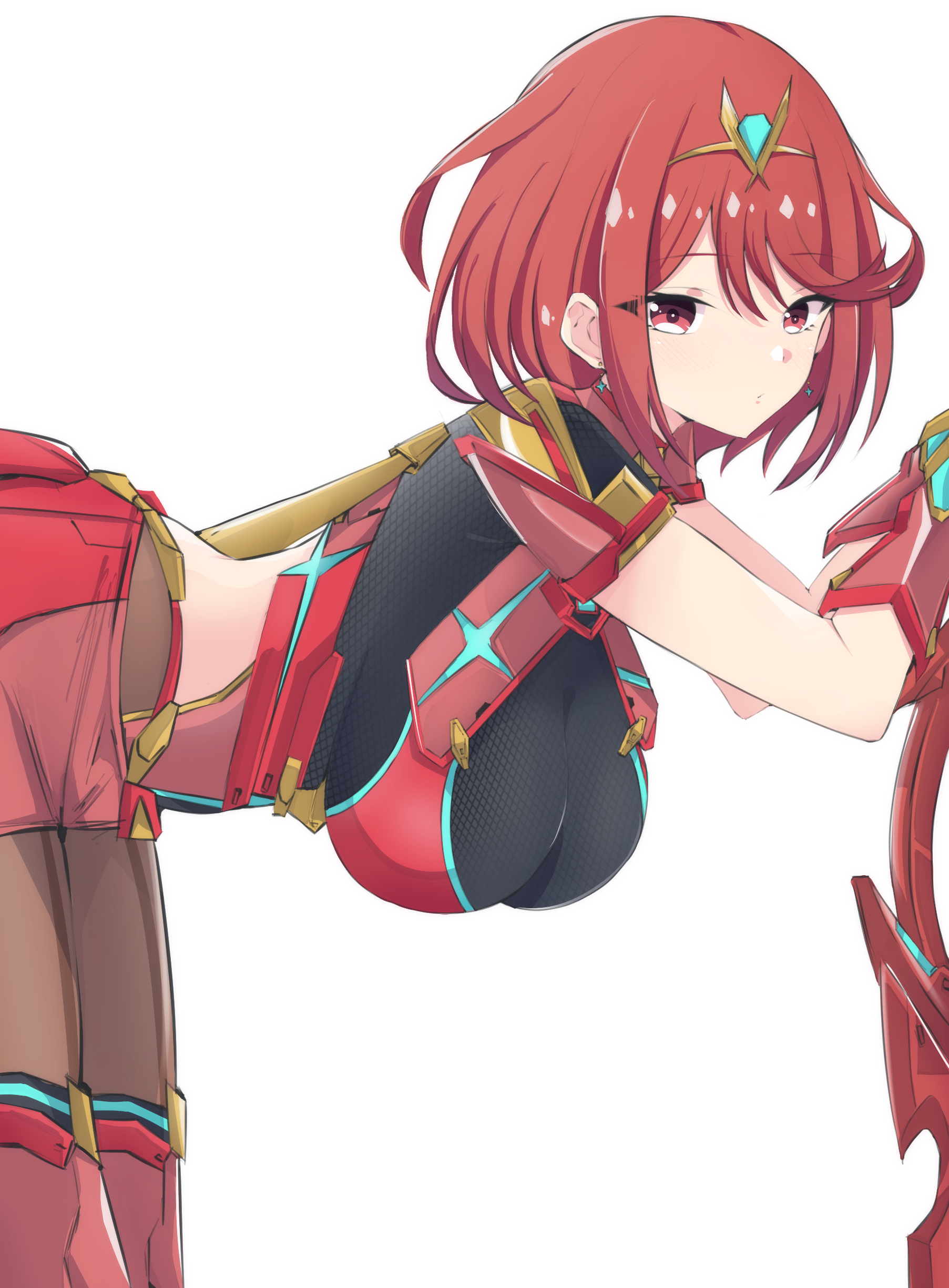 absurdres, aegis sword (xenoblade), breasts, female, female only, highres, large breasts, latte (latte daruta2), pyra, pyra (xenoblade), red eyes, red hair, short hair, solo, sword, weapon, xenoblade chronicles (series), xenoblade chronicles 2