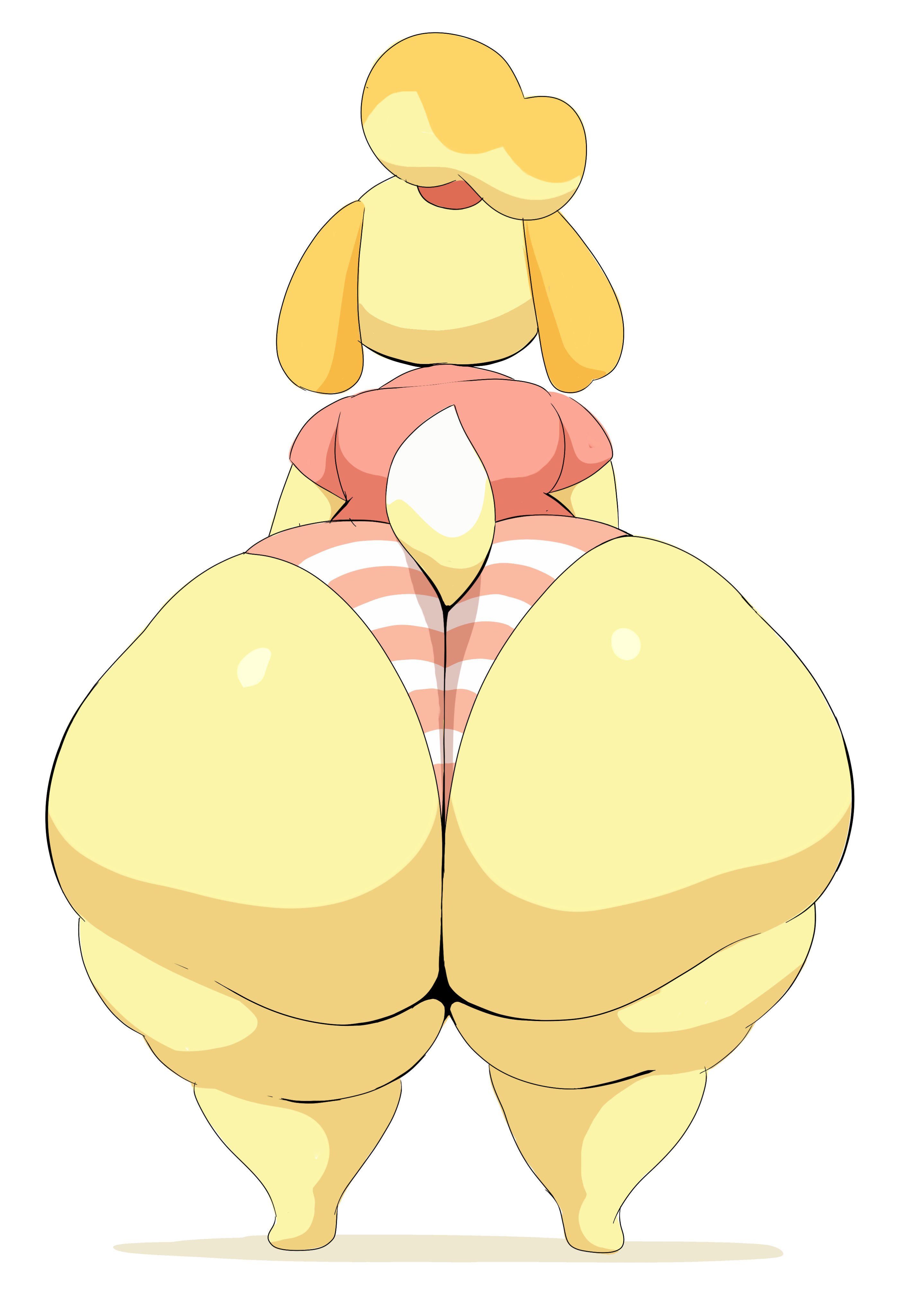 1girls, 2d, 2d (artwork), 2d artwork, animal crossing, animal crossing new horizons, anthro, arizonathevixen, ass, back view, big ass, big butt, bottom heavy, canid, canine, canis, domestic dog, enormous ass, fat ass, female, female focus, female only, furry, furry female, furry only, huge ass, hyper, hyper ass, isabelle (animal crossing), nintendo, panties, pink panties, striped panties, thin panties, wide hips, yellow fur
