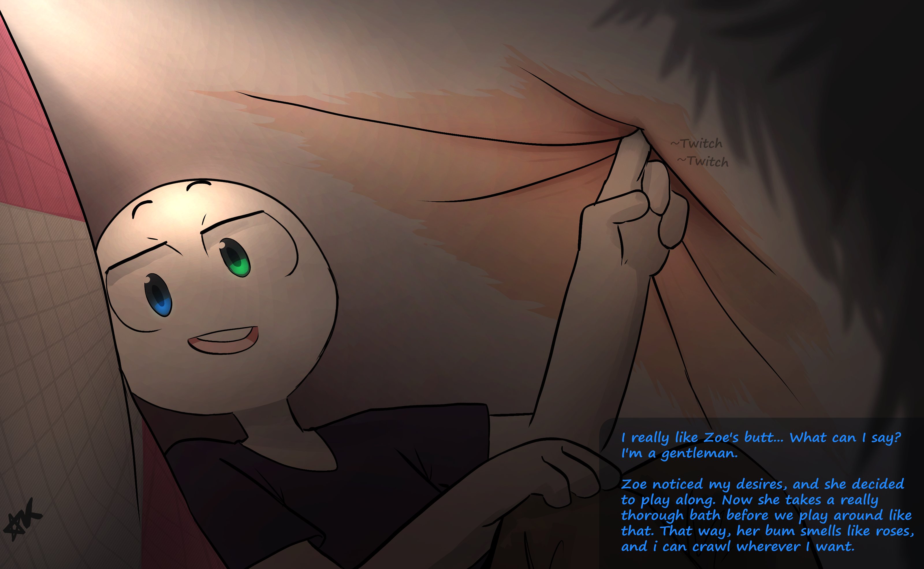 anus, anus focus, big anus, bigger female, cat girl, catgirl, close-up, commentary, detailed anus, english, english text, female, female focus, giantess, implied anal, implied anal vore, k o tsitraeht, monologue, size difference, tagme, text, white fur, wrinkly anus