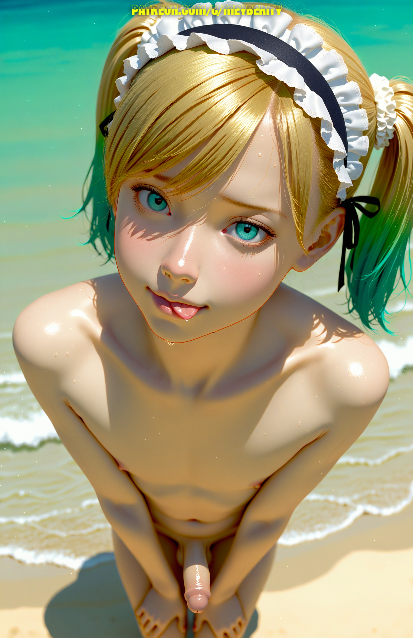 1boy, ai generated, balls, femboy, male, meybekity, nipples, otoko no ko, penis, pov, trap, yaoi
