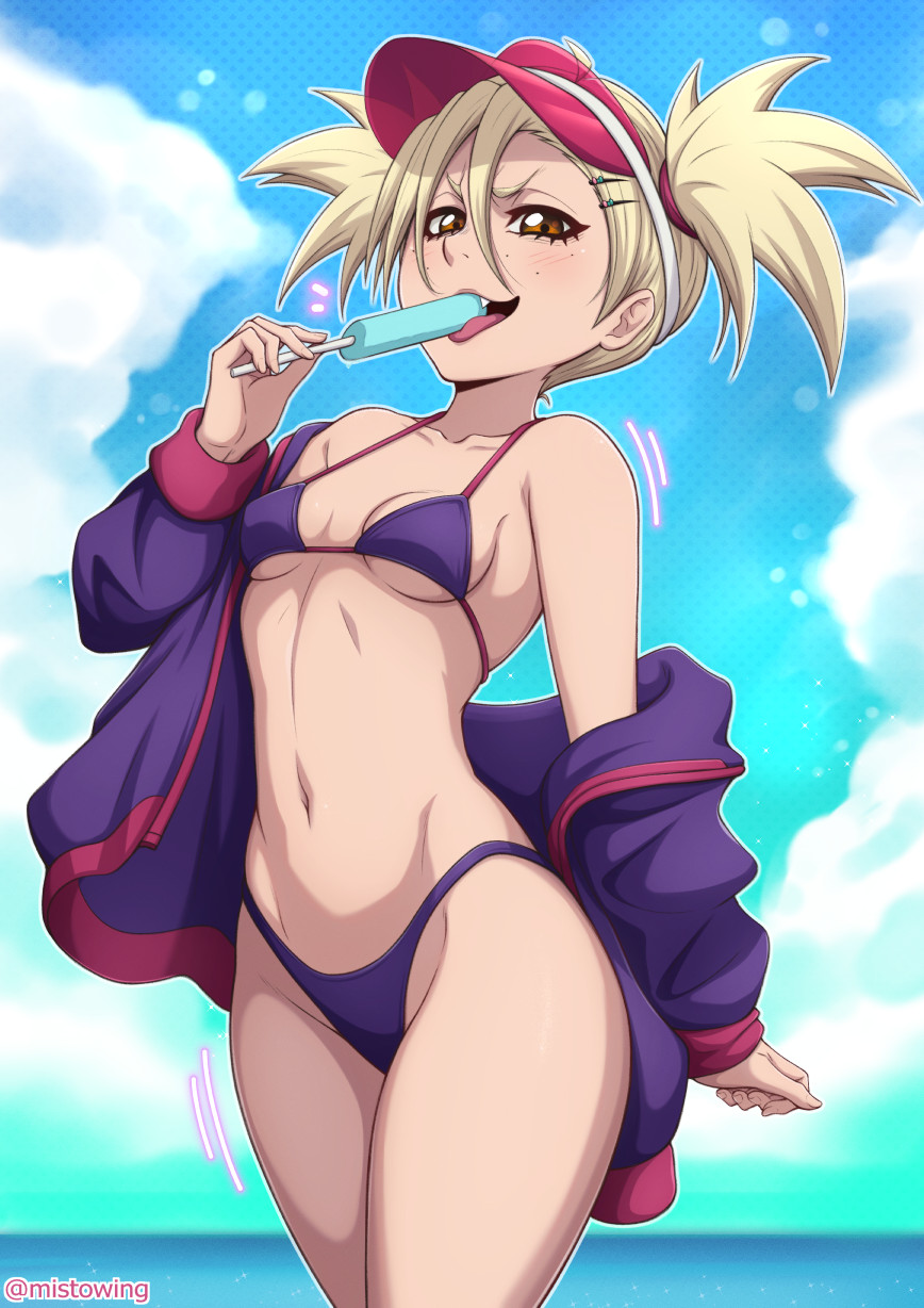 1girls, beach, bikini, bleach, breasts, female, female only, hiyori sarugaki, mistowing, sarugaki hiyori, solo