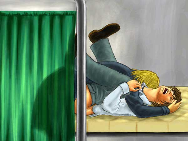 2boys anal bed blonde_hair brown_hair curtain doctor forced_yaoi henry_townshend hospital jeans male male_rape_victim medical multiple_boys on_back open_mouth pants_down rape sex silent_hill silent_hill_4 walter_sullivan yaoi