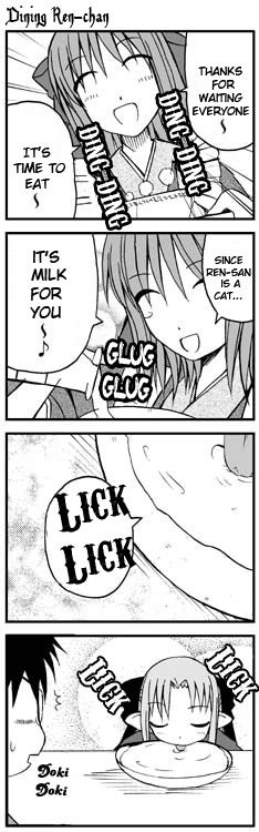 4koma comic hard_translated kagetsu_tohya kohaku kohaku_(tsukihime) lemlaml len len_(tsukihime) milk monochrome plate tohno_shiki toono_shiki translated translation_request tsukihime type-moon