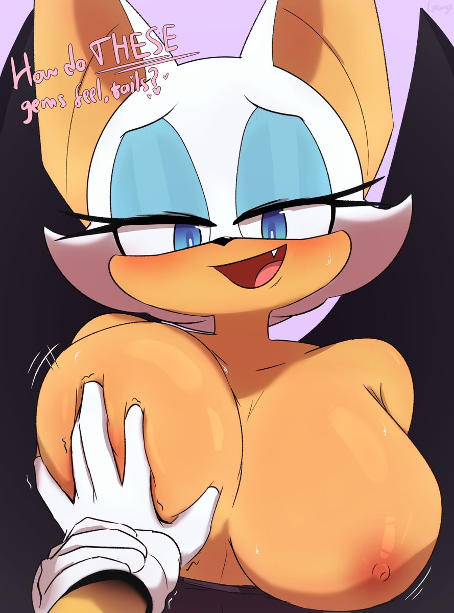 1boy anthro anthro_on_anthro artist_request big_breasts breast_grab breasts guided_breast_grab hand_on_breast lawgx miles_tails_prower rouge_the_bat sega sonic_(series) sonic_the_hedgehog_(series) tails tails_the_fox