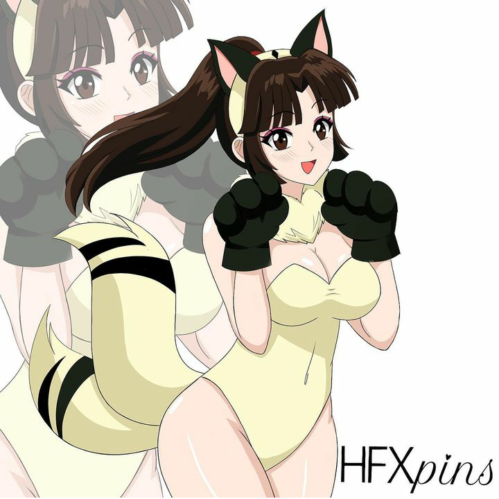 black_hair cosplay hfxpins inuyasha racoon_tail sango