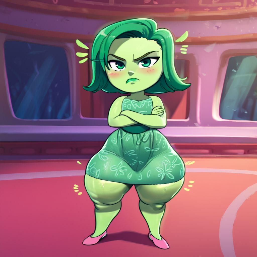 ai generated, breasts, disgust (inside out), female, inside out, repartz, small breasts, thick thighs