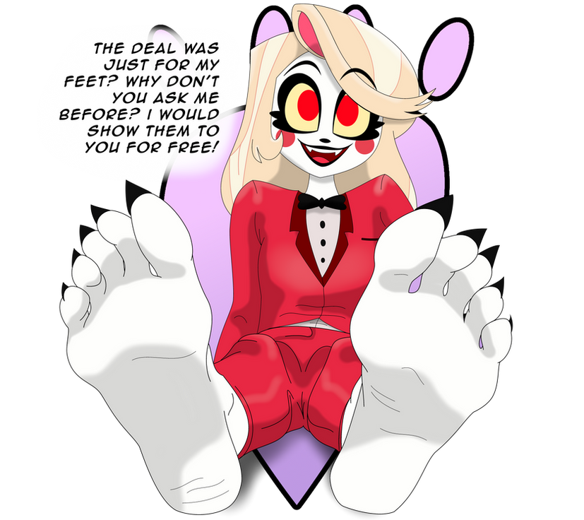 blonde_hair charlie_morningstar_(hazbin_hotel) demon_girl erboiler erboiler_(artist) fangs feet feet_focus foot_fetish foot_focus hazbin_hotel long_nails vivienne_medrano white_skin