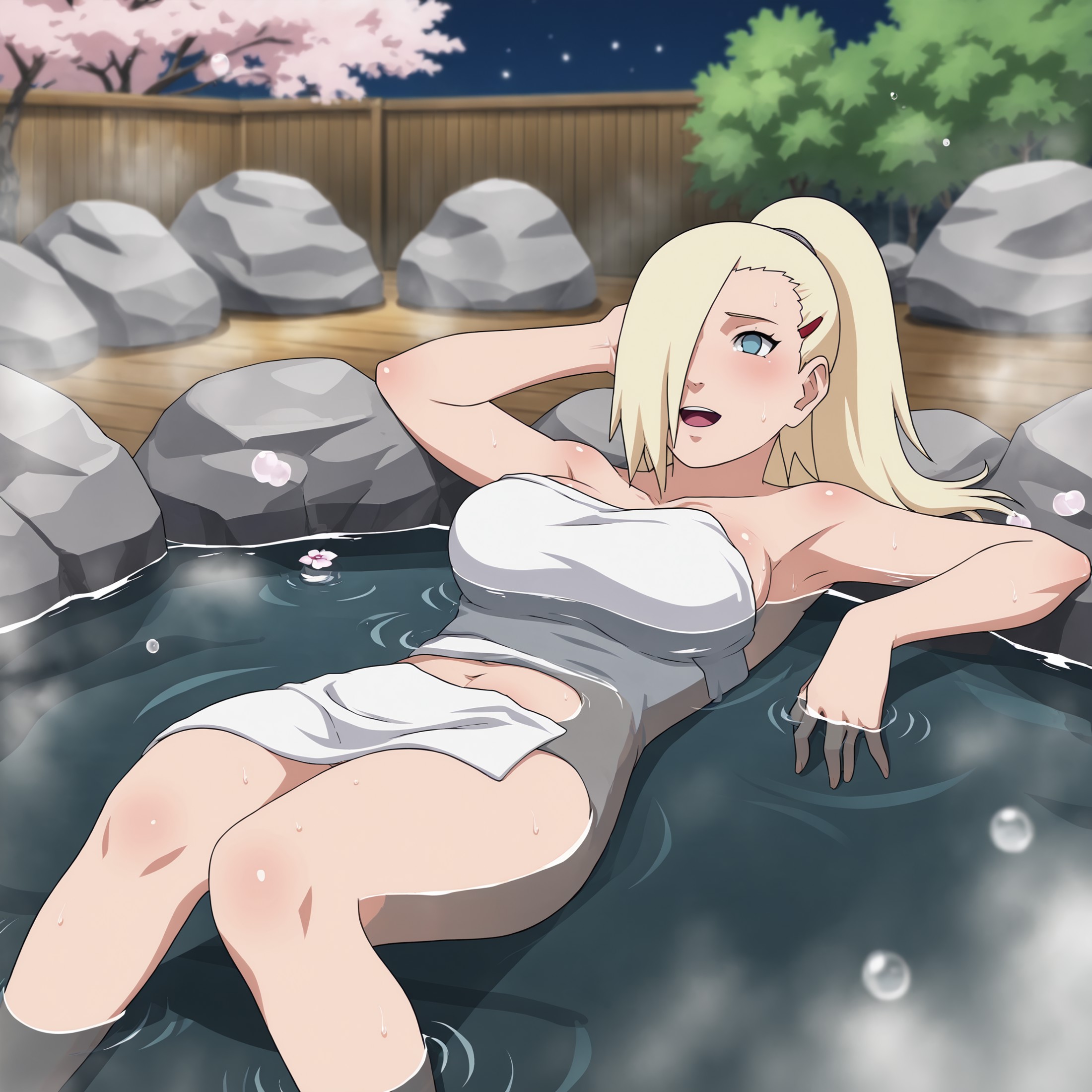 1girls, ai generated, bathhouse, before sex, belly button, big breasts, blonde hair, blue eyes, boruto: naruto next generations, breasts, cowboy shot, eyelashes, female, female only, funnelweb656, hair ornament, hair over one eye, hairclip, holding object, horny, horny female, hot spring, hourglass figure, huge breasts, imminent masturbation, ino yamanaka, large breasts, light blue eyes, light skin, light-skinned female, long hair, looking up, mature, mature female, milf, nai diffusion, naruto, naruto (series), navel, nipples, onsen, outdoors, pale skin, pale-skinned female, partially submerged, sagging breasts, solo, solo focus, stable diffusion, upper body, very long hair, water, white skin, wide hips