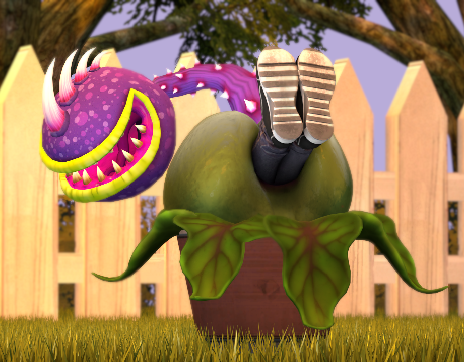 3d 3d_(artwork) amiafurryoraminotidkk anal_vore anus anus ass ass big_ass big_butt chomper_(pvz) human_prey plant plant_ass plant_butt plant_pred plant_vore plants_vs_zombies vore