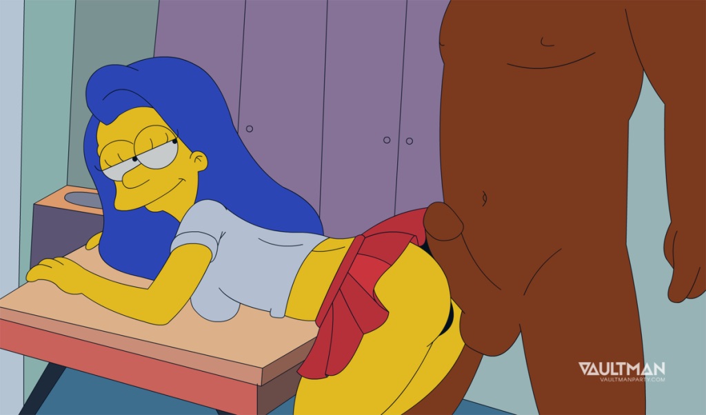 dark skin, dark-skinned male, female, interracial, male, marge simpson, partial male, the simpsons, vaultman