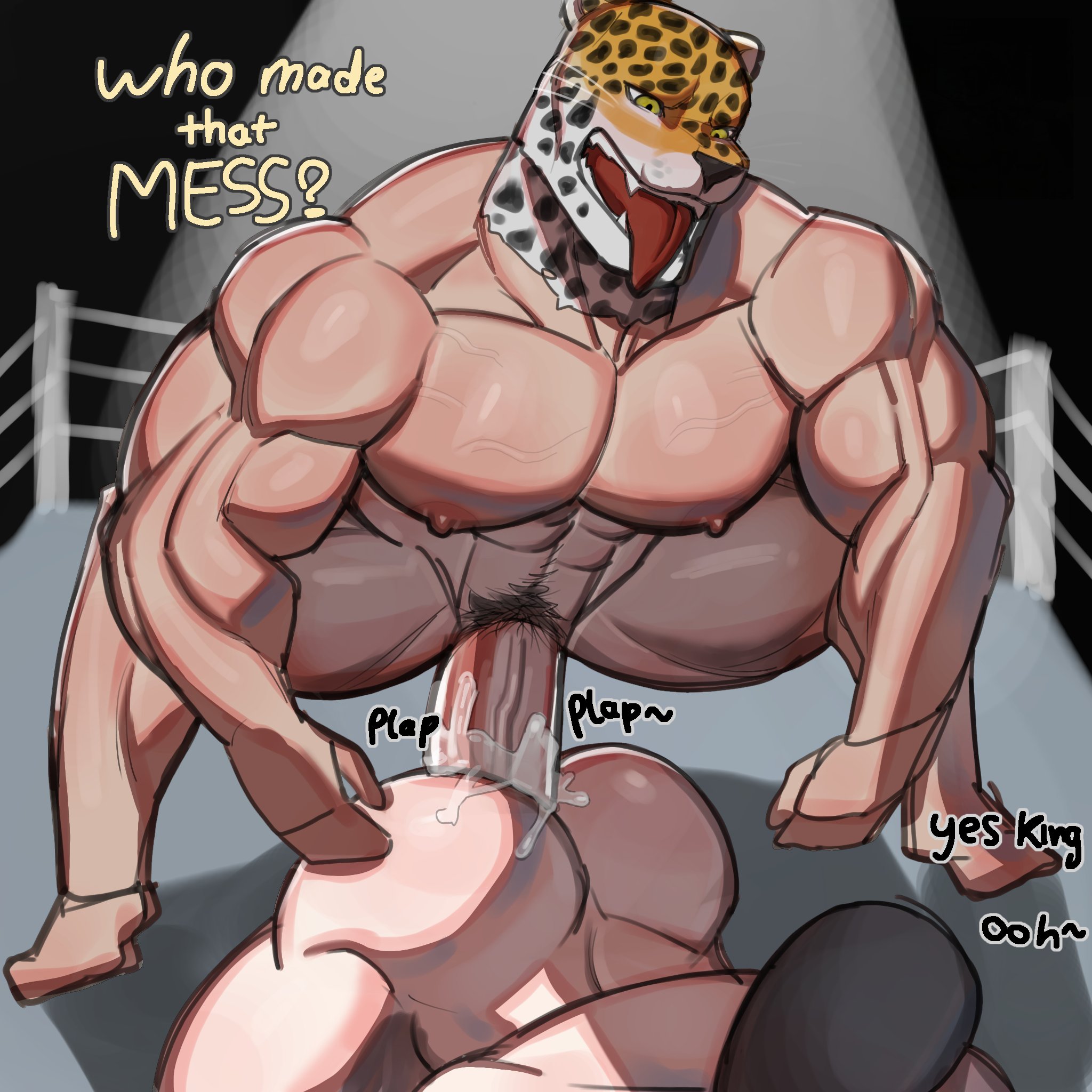 anal, anal sex, apzapuru, bara, bara tiddies, boner, bubble ass, bubble butt, cum, cum in ass, cum inside, erection, gay, king (tekken), male, male only, muscular, muscular male, nude, pubes, pubic hair, tekken, wrestler, wrestling, wrestling outfit, wrestling ring, yaoi