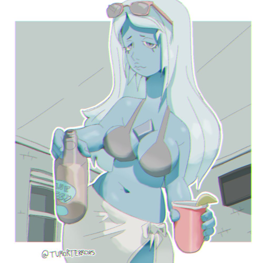 ass, big ass, big breasts, big butt, big thighs, big titties, bikini, blue diamond (steven universe), blue skin, breasts, cartoon network, curvaceous, curvaceous female, curvaceous figure, curvy, curvy figure, curvy hips, female, female focus, female only, long hair, steven universe, tumorterrors, white hair