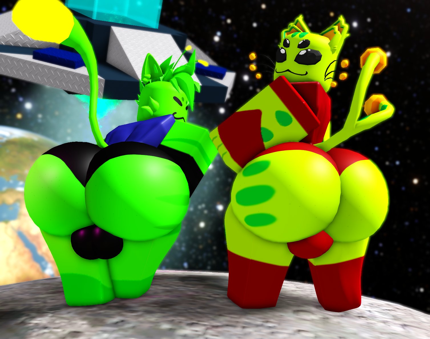 2boys, 3d, alien, alien cat, ass, balls, balls bulge, gnarpian, gnarpy (regretevator), male, regretevator, roblox, roblox game, robloxian, space, tagme, ufo, willie piv