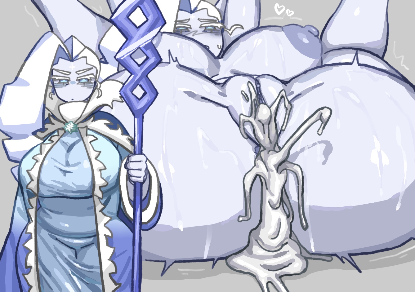 after anal, anal, big breasts, breasts, cookie run, cookie run kingdom, cum, cum from ass, cum from pussy, cum in ass, cum in pussy, cum inside, cum overflow, female, frost queen cookie, legs up, pussy, sweat, trophimos