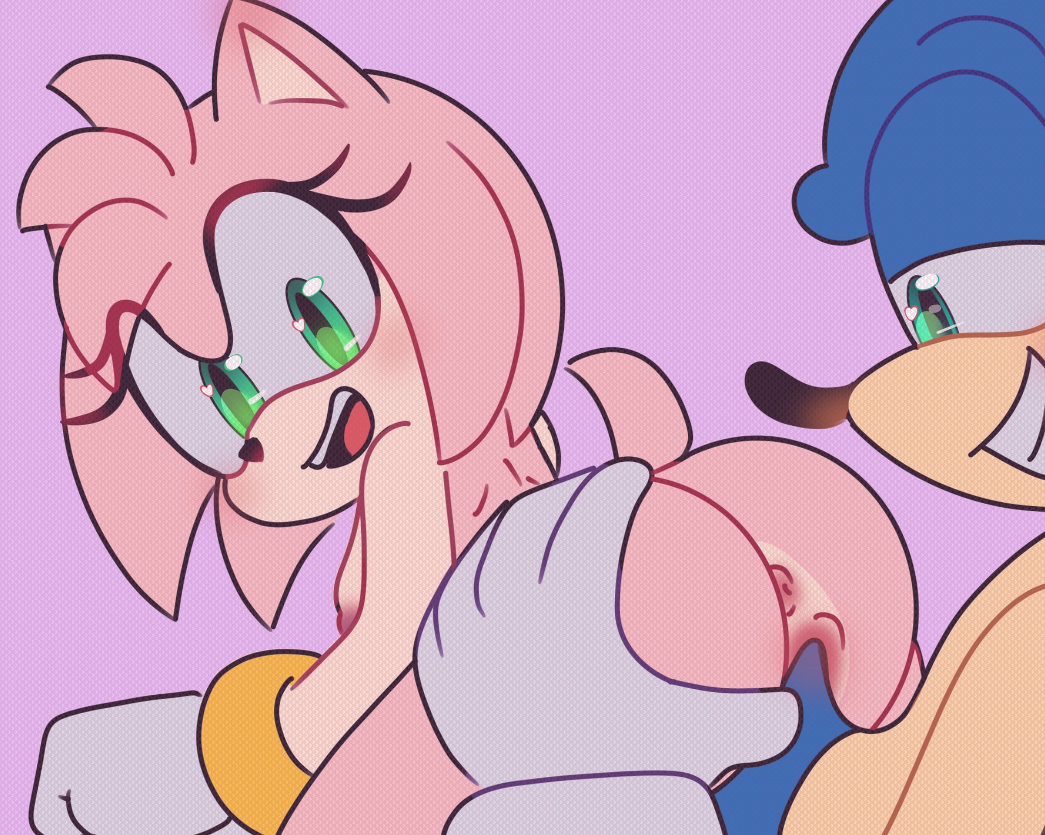 1boy, 1girls, amy rose, anthro on anthro, anus, ass, blue fur, breasts, completely nude female, dani nsfw, female, from behind, green eyes, hand on ass, happy sex, looking back, male, nude female, penis, pink fur, pussy, reverse cowgirl position, sex, sideboob, smiling, sonic (series), sonic the hedgehog, sonic the hedgehog (series), tail, vaginal penetration, vaginal sex