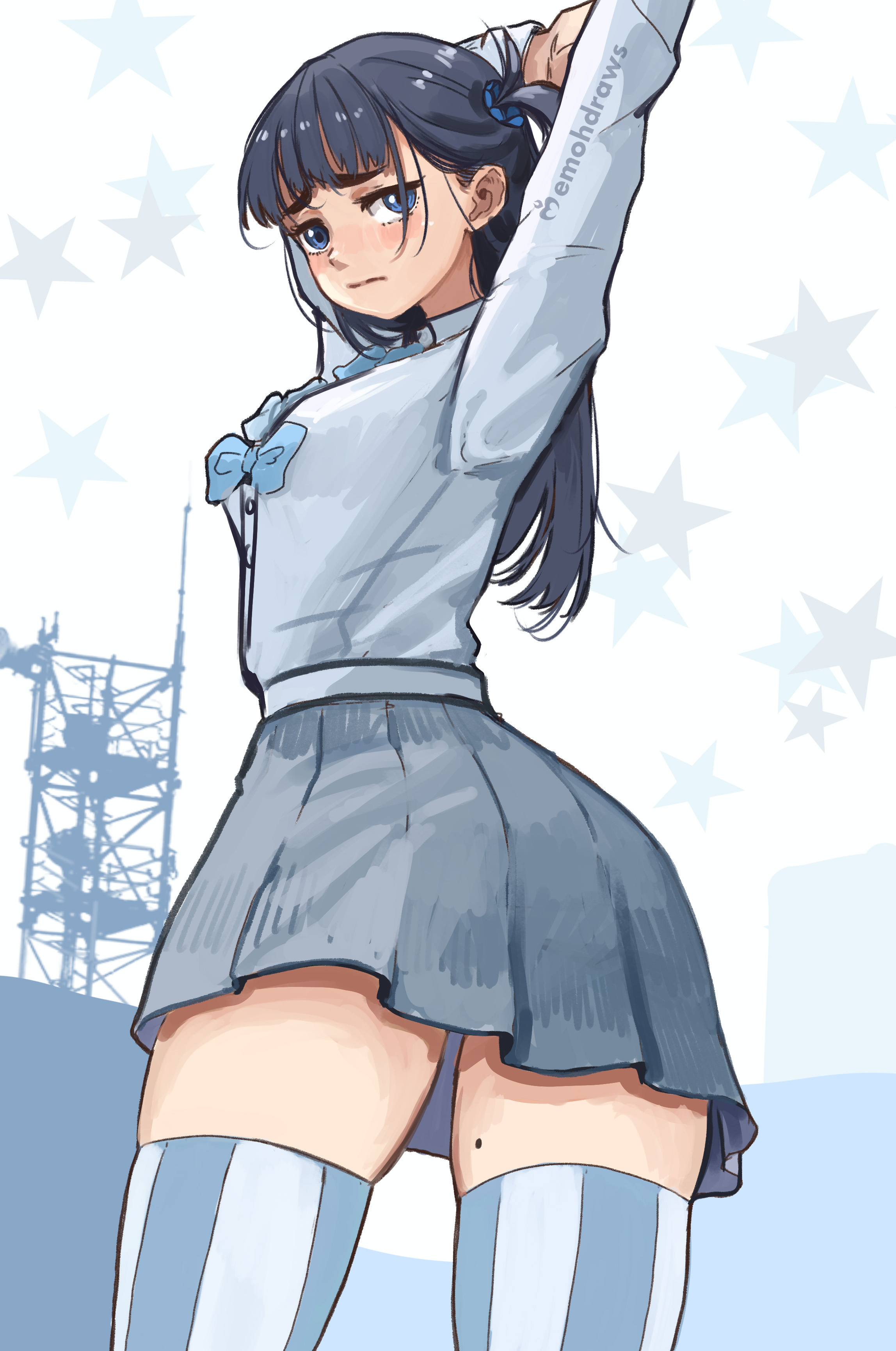 2d (artwork), 2d artwork, ass, basori tiara, female, human, illustration, legs, legwear, make heroine ga oo sugiru!, memohnsfw, sexy pose, solo female, solo focus, thighs