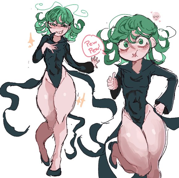 1girls, abs, female, female only, green hair, long legs, one-punch man, pigta1lz, solo, tagme, tatsumaki, thick thighs