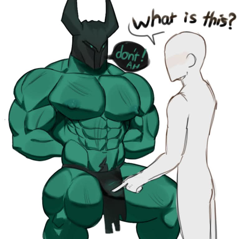 apzapuru, asking a question, bara, bara tiddies, gay, helmet, helmet only, league of legends, male, male only, mordekaiser, muscular, muscular male, no visible genitalia, penis, riot games, teasing penis, touching crotch, underwear, underwear only, yaoi