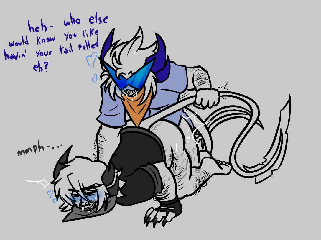 drooling, hairy male, male, phighting, pushing down, selfcest, tail pull, young zuka (phighting), zuka (phighting)