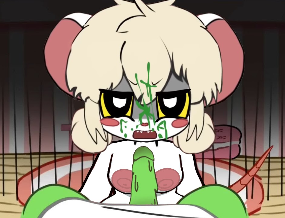 after oral, alternate version available, baller 2206, breasts, breasts out, clothed male nude female, cum, cum on face, damm (terrible mouse), ejaculation, female, lorna (terrible mouse), male, mouse girl, oral sex, penis, slime boy, tagme, terrible mouse, traced