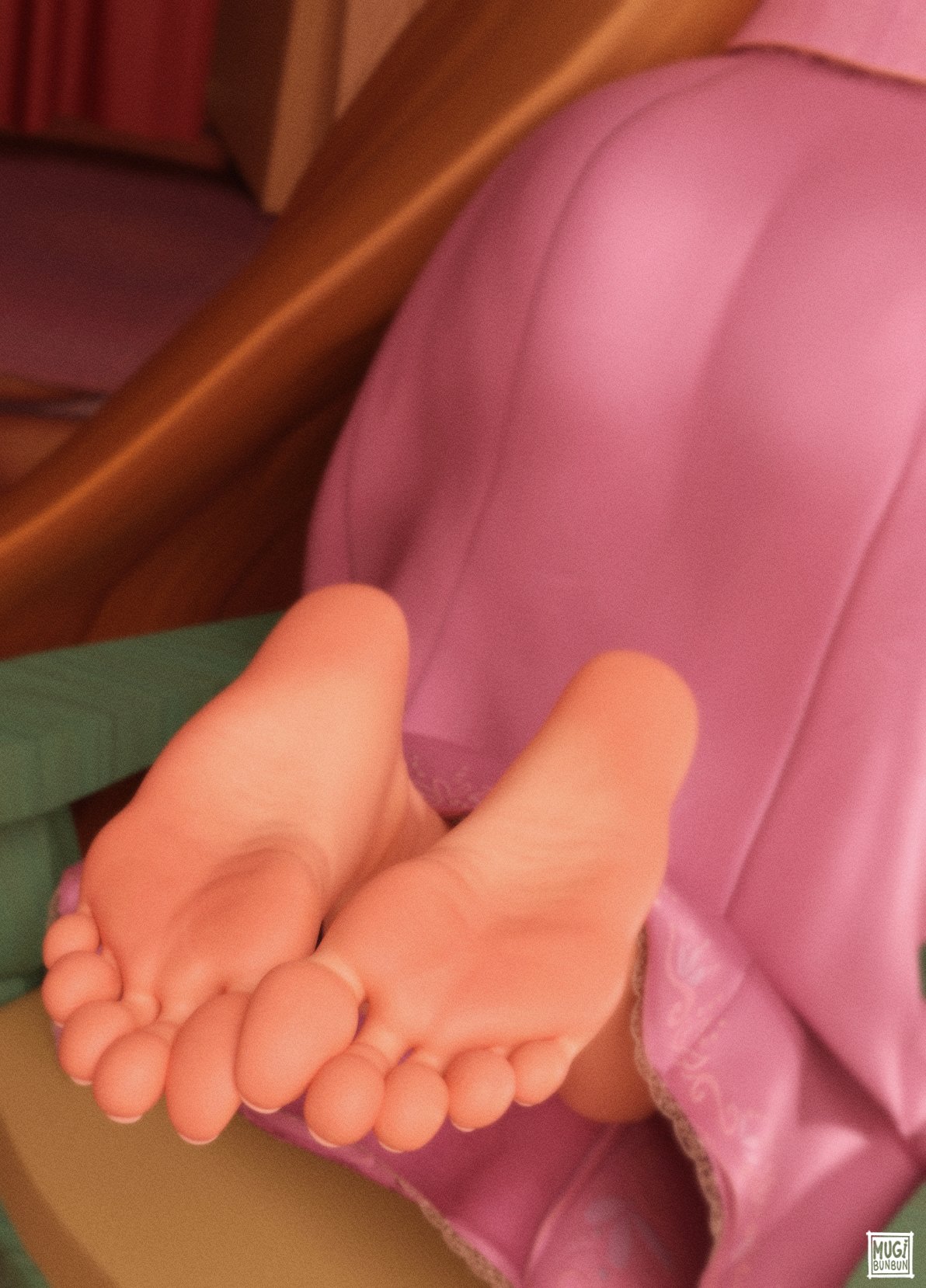 3d, back view, barefeet, barefoot, blender, disney, disney princess, feet, feet only, female feet, female focus, foot fetish, foot focus, from behind, mugibunbun, pink soles, presenting soles, rapunzel, rapunzel (tangled), soles, soles female, soles focus, solo female, tangled, toenails, toes