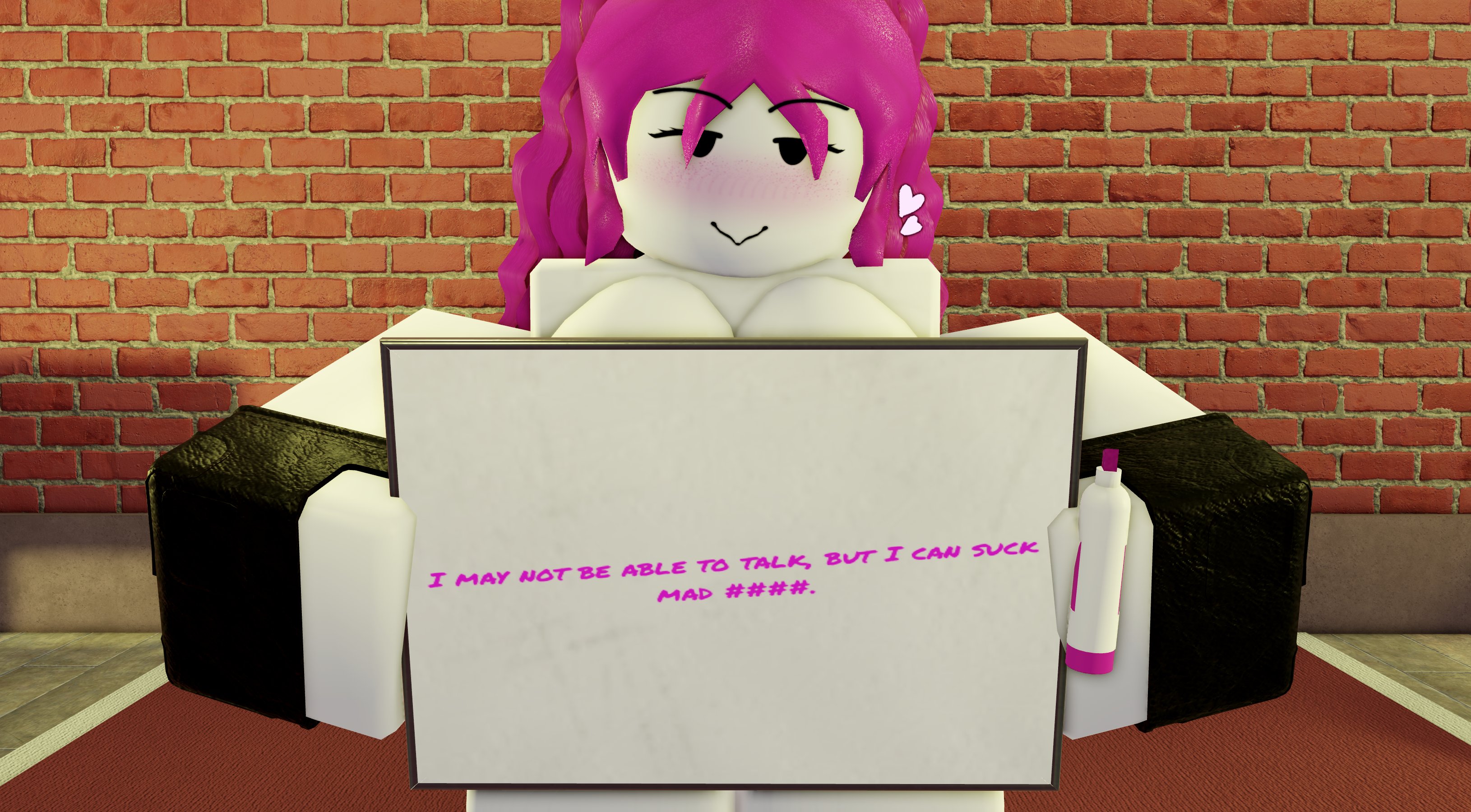 1girls, 3d, blush, breasts, english text, female, female only, guest (roblox), guest 224, lampshaderr34, looking at viewer, roblox, robloxian, tagme, text