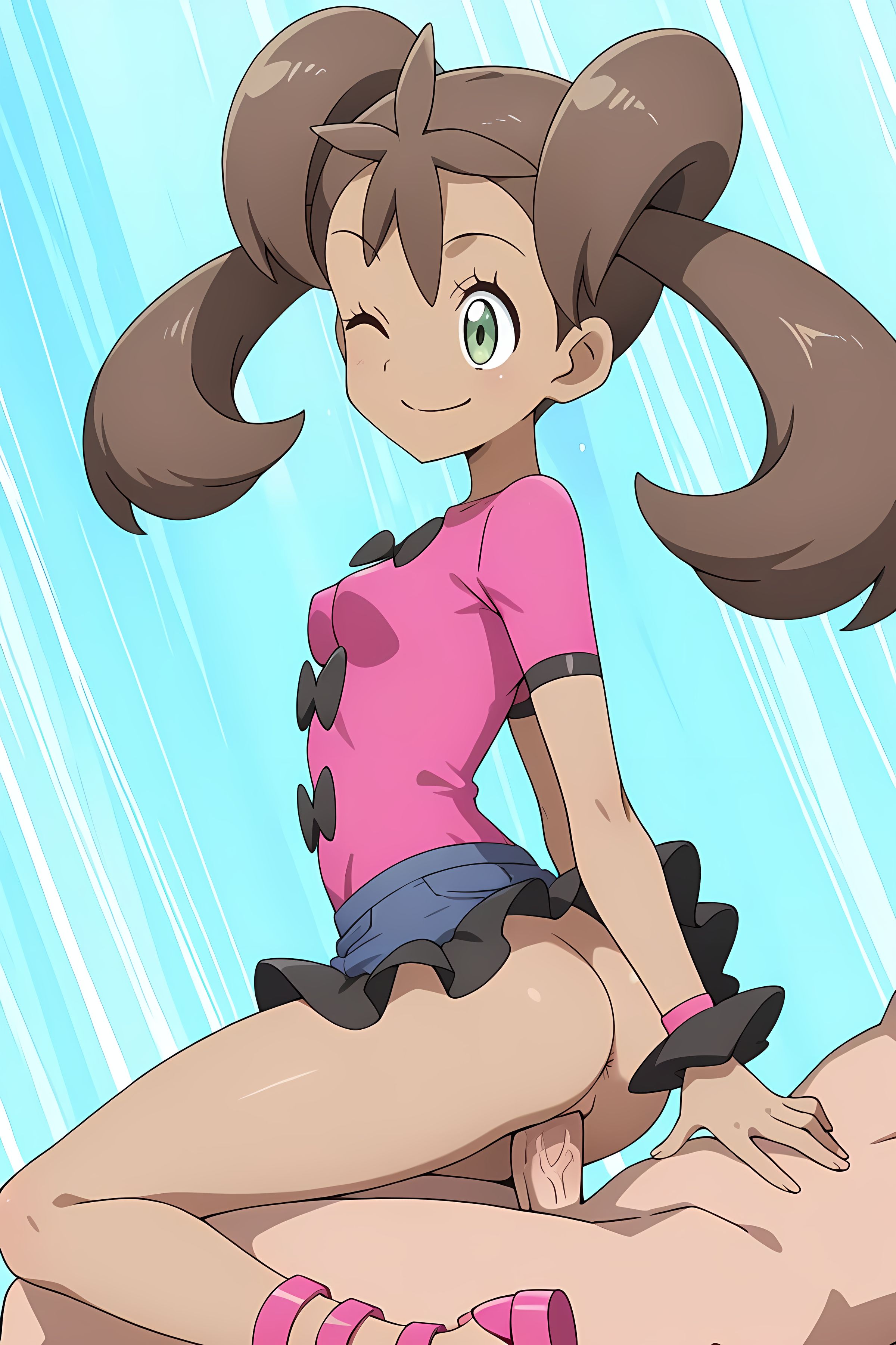 1boy, 1girls, 2025, ai generated, ass, ass up, cowgirl position, female, legs, male, pokemon, pussy, riding, riding penis, seductive, sex, shauna (pokemon), shoes, skirt, smile, tagme, teksavart2, vaginal penetration, wink