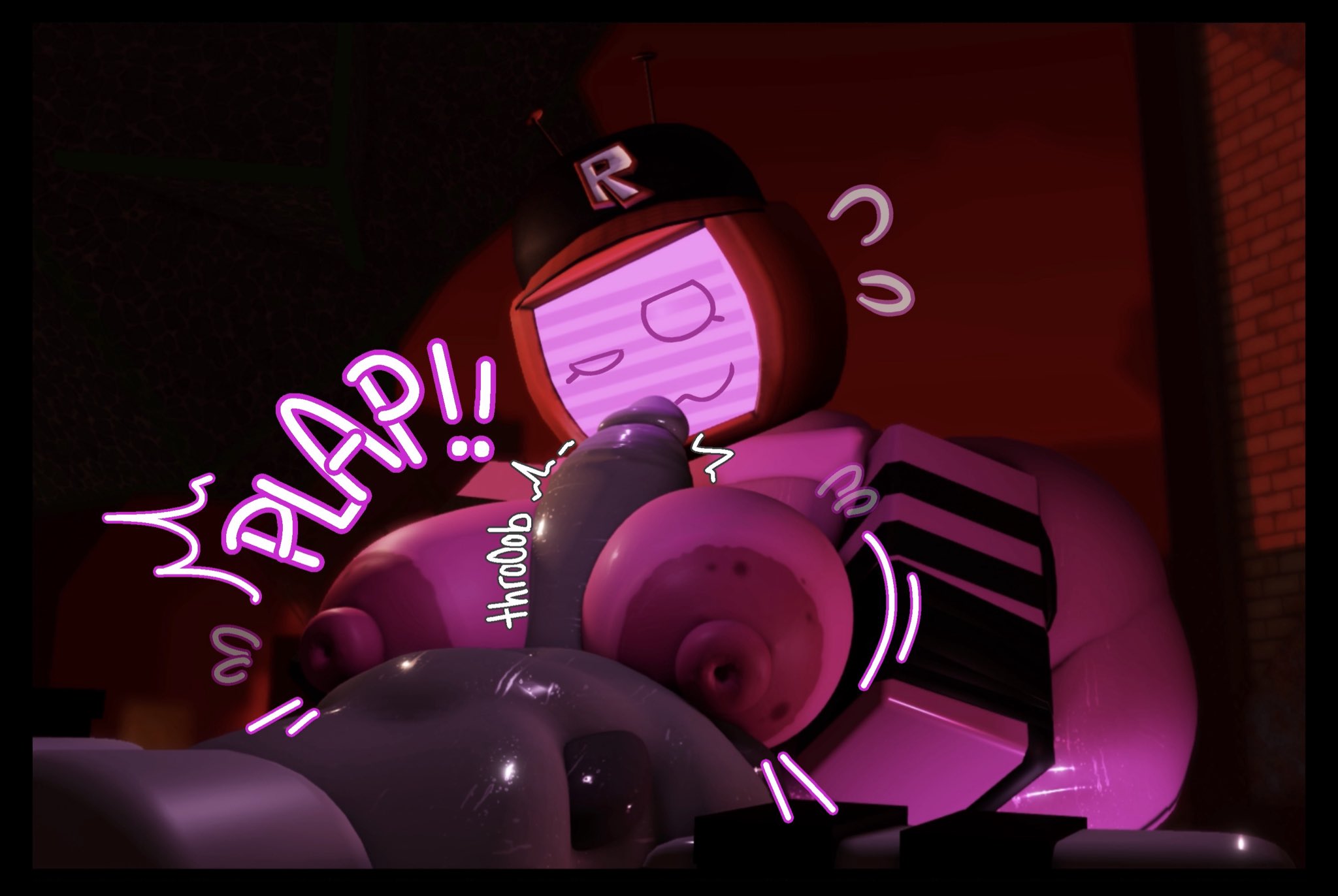 1boy, 1girls, 3d, big breasts, big penis, curvy, curvy body, curvy female, curvy figure, female focus, forsaken (roblox), gaslight engine, onomatopoeia, plap, plap (sound), roblox, roblox game, robloxian, robot, robot girl, robot humanoid, source request, tagme, veeronica