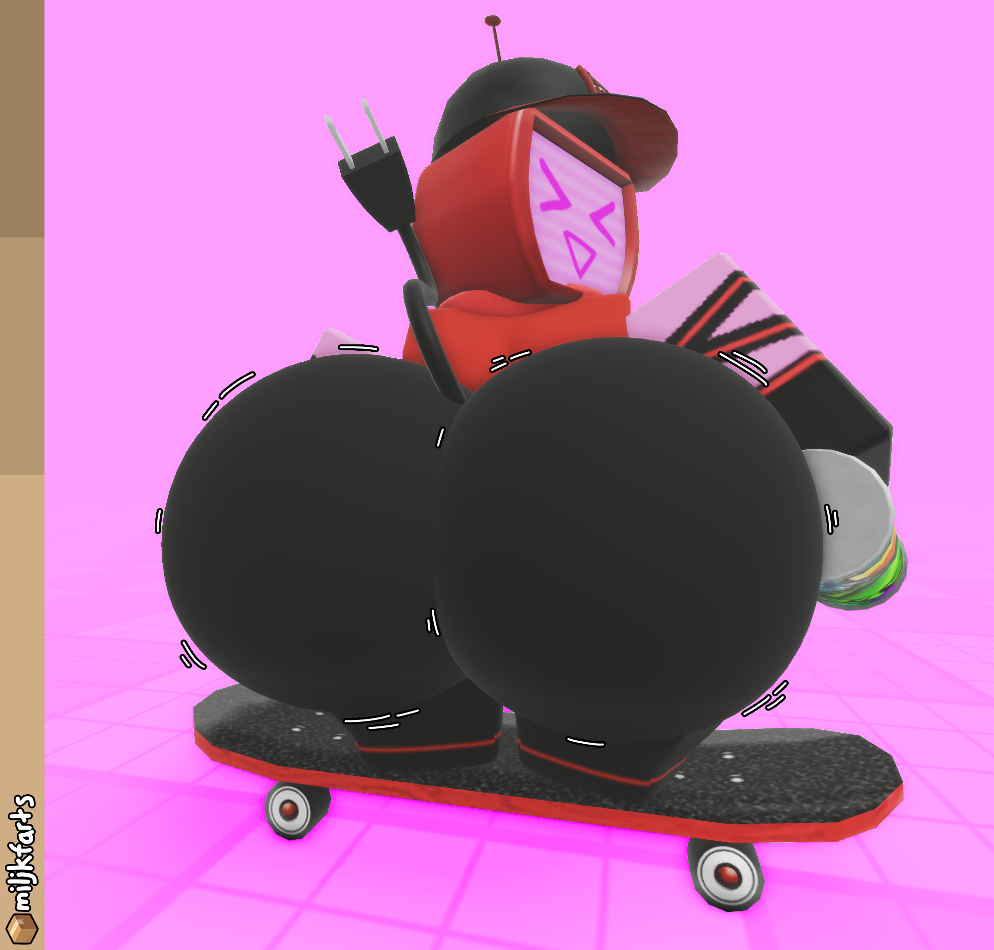 1girls, 3d, ass, big ass, butt focus, cap, clothed, fat ass, fatass, forsaken (roblox), huge ass, miljkfarts, roblox, roblox game, robloxian, robot girl, skateboard, skater, spray can, tagme, tail, tail plug, thicc, thick thighs, tv head, veeronica