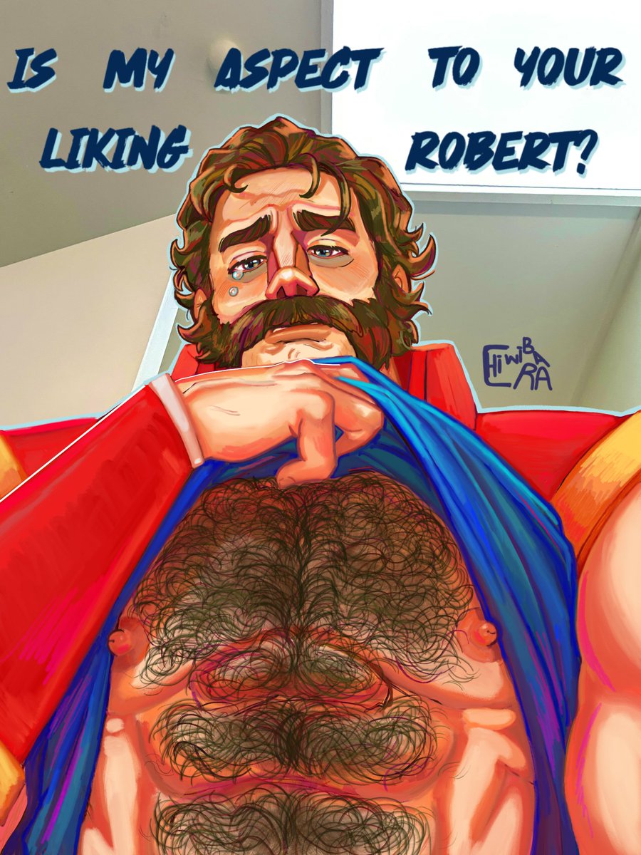 bara, beard, blue eyes, chest hair, chiwibara, daddy, dilf, dispatch (game), hairy, hairy chest, hairy male, looking down, male, male only, phenomaman, solo, tear