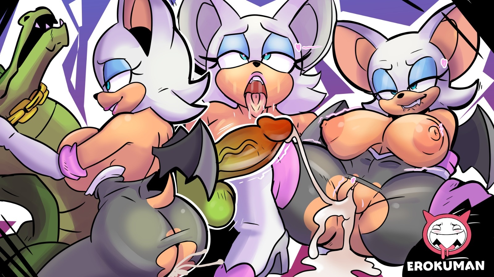 1boy, 1girls, 2d, anthro, anthro female, anthro male, anthro only, bat, bat wings, big breasts, big nipples, big penis, big thighs, breasts, clothing, cum, cum in pussy, cum inside, erokuman04, female, female focus, furry, furry female, interspecies, looking at viewer, male, mobian, mobian (species), mobian bat, nipples, nude, nude female, open legs, open mouth, open pussy, penetration, penis, penis in pussy, pussy, rouge the bat, scalie, scalie male, sega, sonic (series), sonic adventure 2, sonic the hedgehog (series), vaginal only, vaginal penetration, vector the crocodile