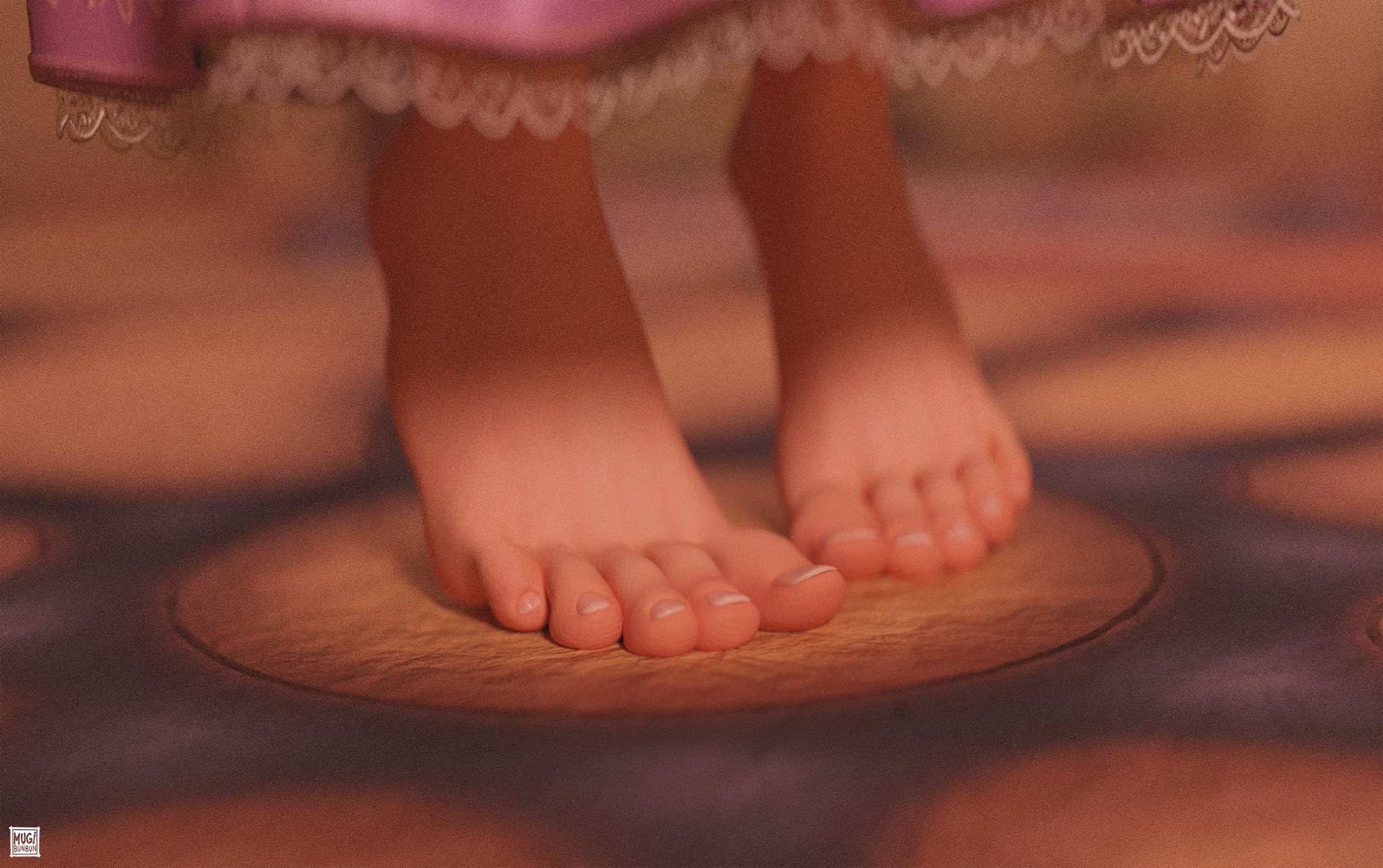 barefeet, barefoot, blender, carpet, disney, disney princess, feet, feet only, female feet, foot fetish, foot focus, mugibunbun, rapunzel, rapunzel (tangled), soles, toenails, toes