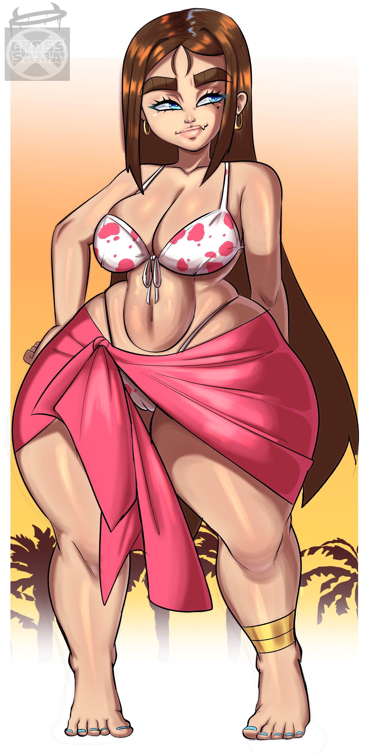 alexandria (cross samax), big breasts, big lips, breasts, brunette, brunette female, brunette hair, cameltoe, cross samax, dummy thicc, earrings, female, flesh fang, hips wider than shoulders, hoop earrings, mole, pussy, thicc, thicc ass, thicc thighs, thick ass, thick eyebrows, thick thighs, tomboyish, wide hips