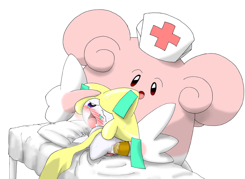 anal anal_sex anthro anus blissey clothing fisting gloves hat headgear jirachi legendary_pokemon nintendo nurse nurse_hat pasaran penetration penis pokemon pokemon_(species) prostate_exam pussy video_games