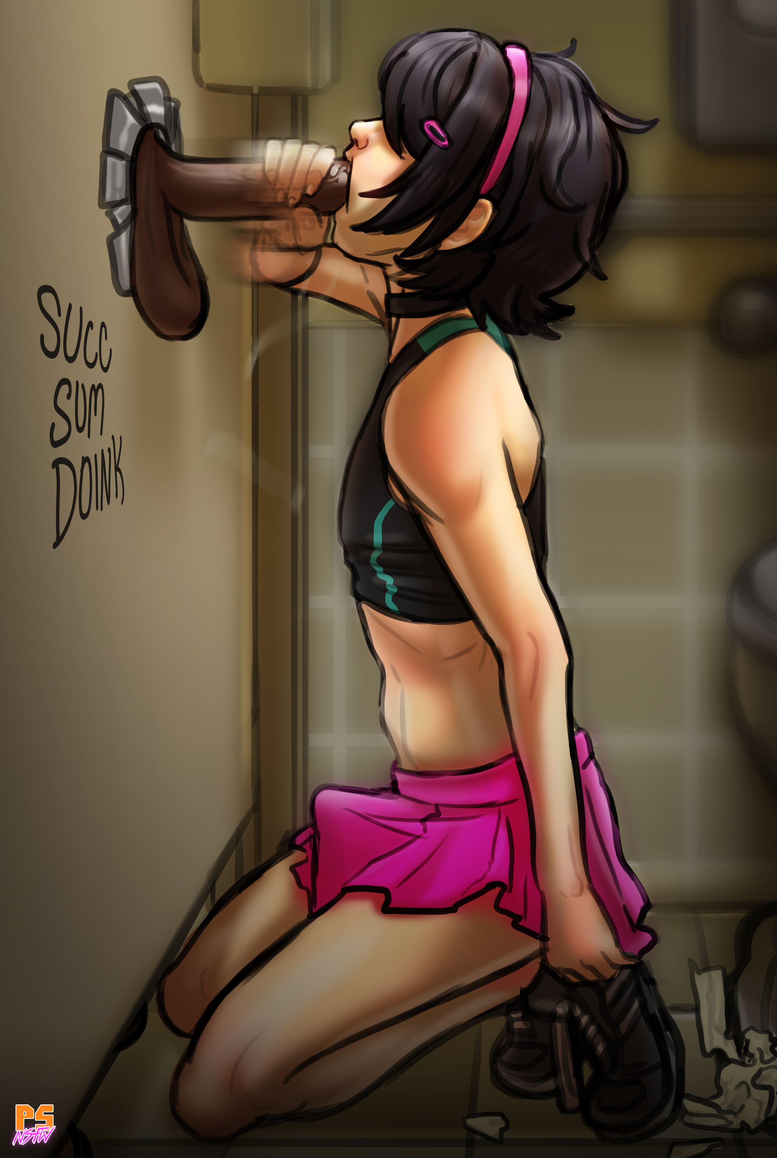 2boys, absurdres, alexis (andava), andavaverse, balls, bulge, crossdressing, dark skin, dark-skinned male, erection, erection under clothes, erection under skirt, fellatio, femboy, girly, glory hole, handjob, highres, interracial, light skin, light-skinned femboy, male, male only, oral, penis, penis under clothes, penis under skirt, pumpkinsinclair, skirt, testicles, trap, yaoi
