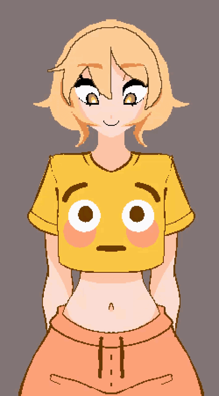 1girls animated big_breasts blonde_female blonde_hair blonde_hair_female blush breast_expansion breasts centurii-chan_(character) emoji emoji_shirt female female_only flushed_emoji flushed_emoji_shirt grey_background huge_breasts human human_only large_breasts meme_attire meme_clothing nasko_art original pixel_animation pixel_art short_hair short_playtime simple_background small_breasts solo solo_female top_heavy yellow_eyes