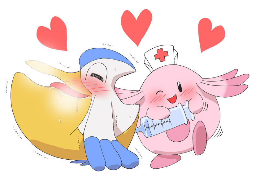 chansey hat headgear heart nintendo nurse nurse_hat pasaran pelipper pokemon shaking syringe trembling video_games