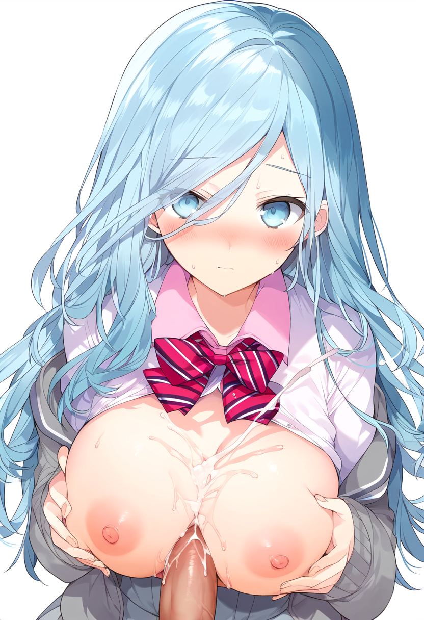 1boy 1girls ai_generated areola areolae big_breasts blue_eyes blue_hair blush breasts breasts_out clothed clothing completely_naked completely_naked_female completely_nude completely_nude_female cum cum_drip cum_on_breasts cum_on_face cumshot female female_focus high_resolution highres hinomori_shizuku looking_at_viewer male naked nipples open_shirt partially_clothed partially_clothed_female partially_nude partially_undressed penis pov project_sekai school school_uniform schoolgirl shirt solo solo_female solo_focus thighs tits_out uniform