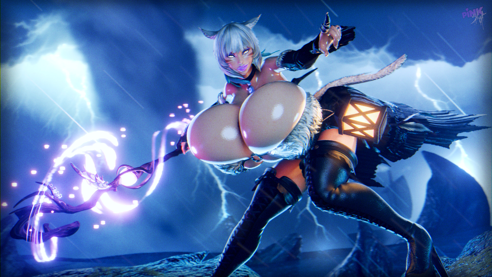 1girls, 3d, big breasts, breasts, cat ears, cat girl, cat tail, catgirl, cleavage, female, female focus, female only, final fantasy xiv, giant breasts, giant tits, gigantic breasts, gigantic tits, huge breasts, large breasts, large tits, massive breasts, massive tits, miqo'te, pinksloot, solo, solo focus, y'shtola